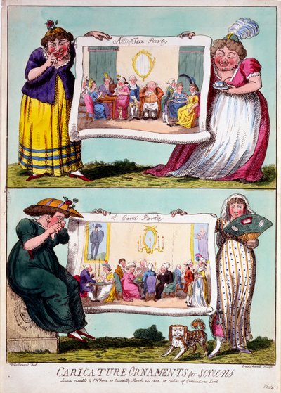 Ornements caricaturaux pour écrans, 1800 - Isaac Cruikshank